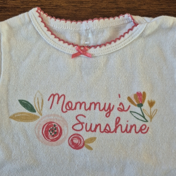 Chick Pea Girl's White & Pink Floral 'Mommy's Sunshine' Summer PJ Set Size 24M - Picture 2 of 3